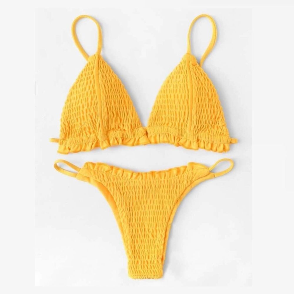 SHEIN Yellow Frilled Bikini Set